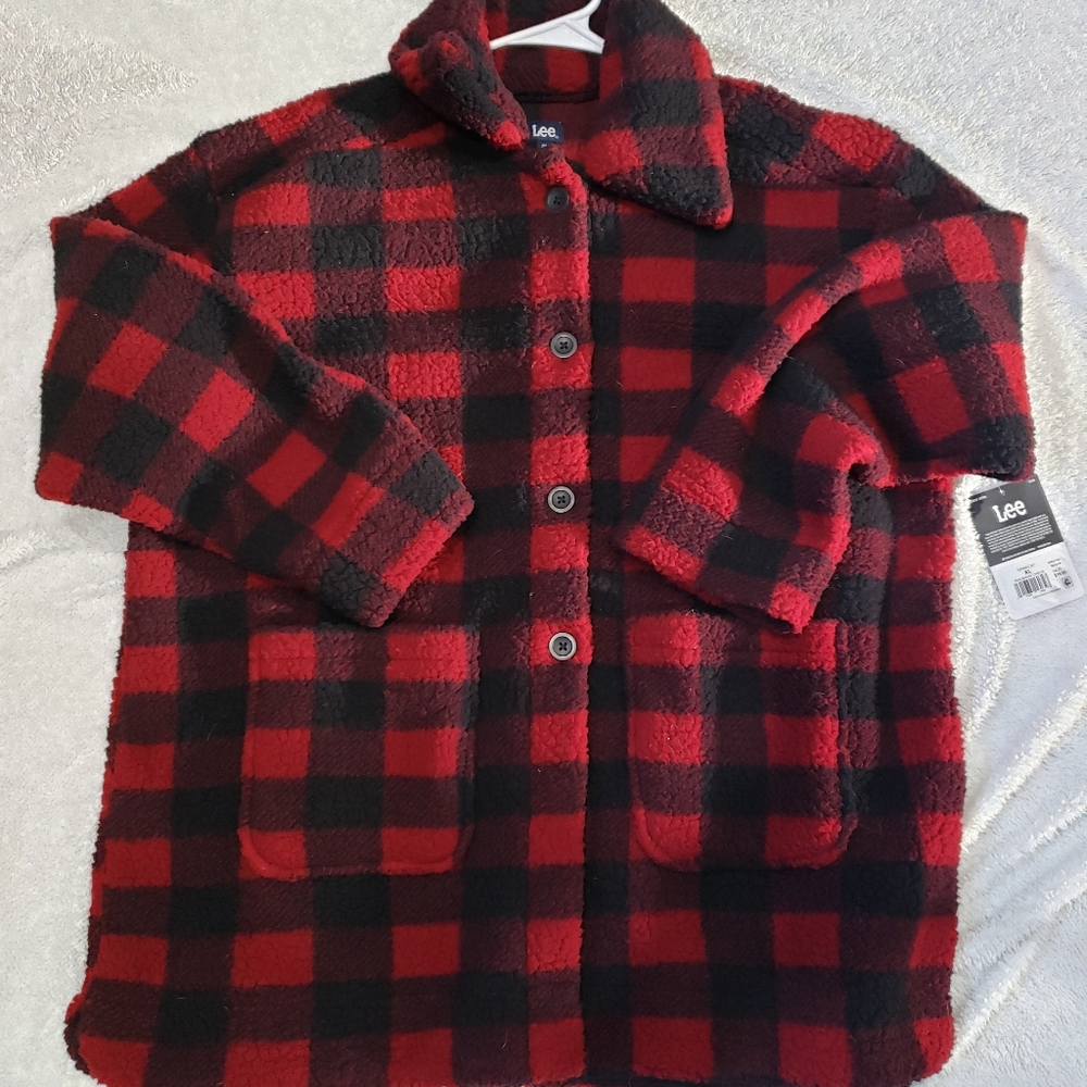 Buffalo plaid XL sherpa jacket